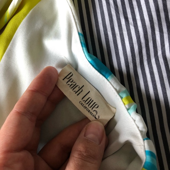 Peach Love L double deep V stripe romper - Picture 1 of 4